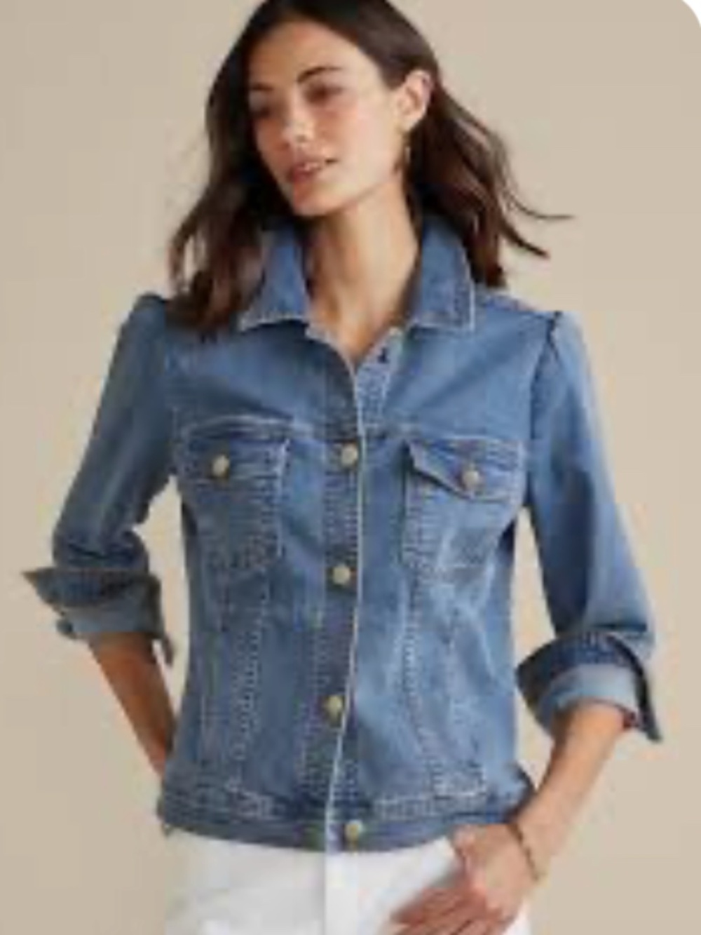 Soft Surroundings Diana Shapely Denim Jacket Size XS